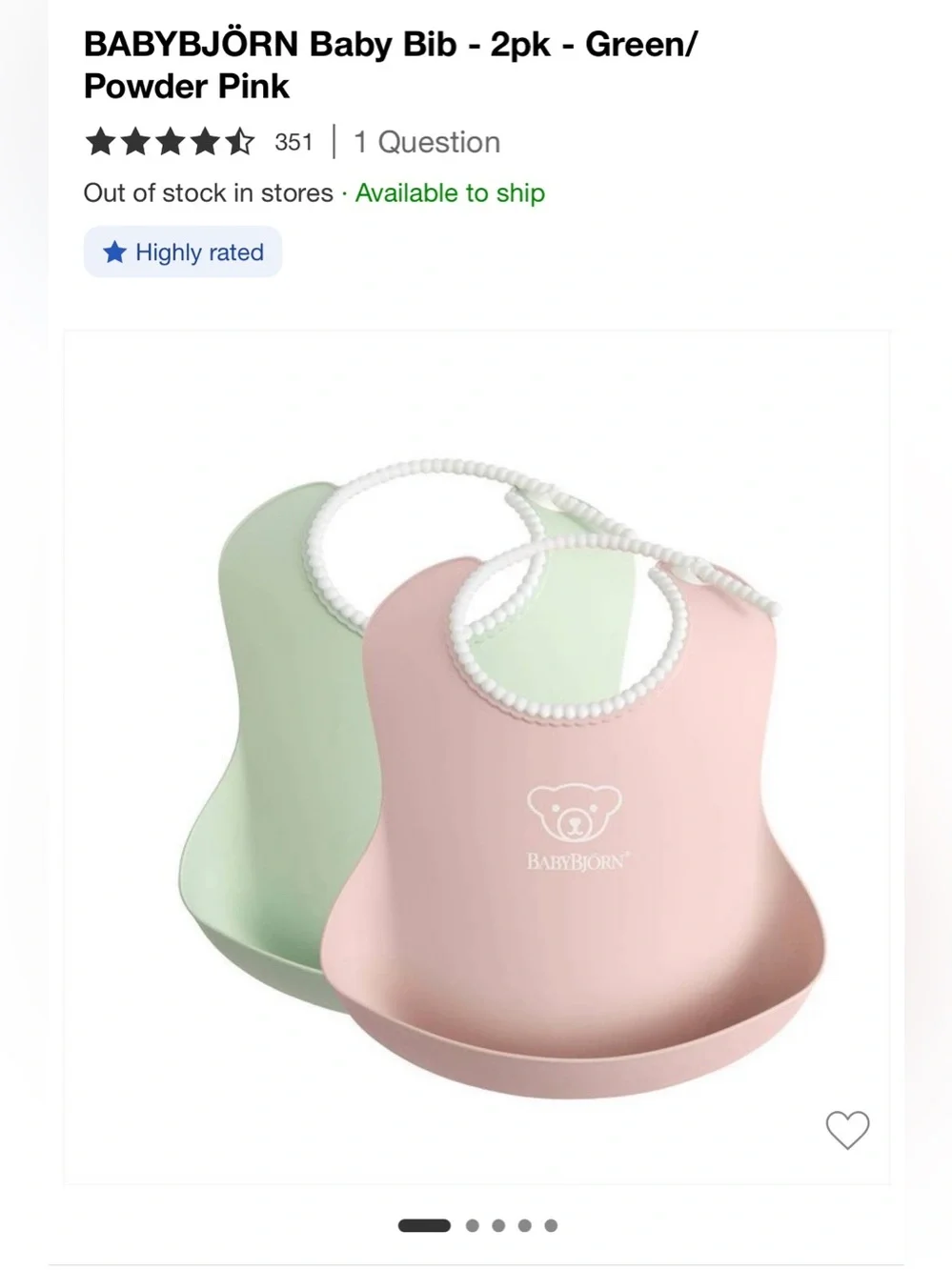 2-pack BabyBjorn plastic bibs